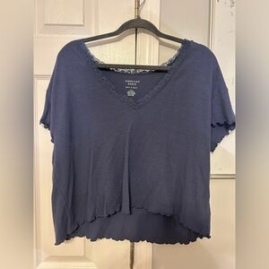 American Eagle Outfitters Women's Navy Short Sleeve Top
